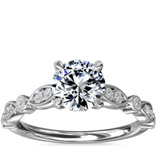 Cathedral Milgrain Marquise-Shape and Dot Diamond Engagement Ring in 14k White Gold (1/5 ct. tw.)